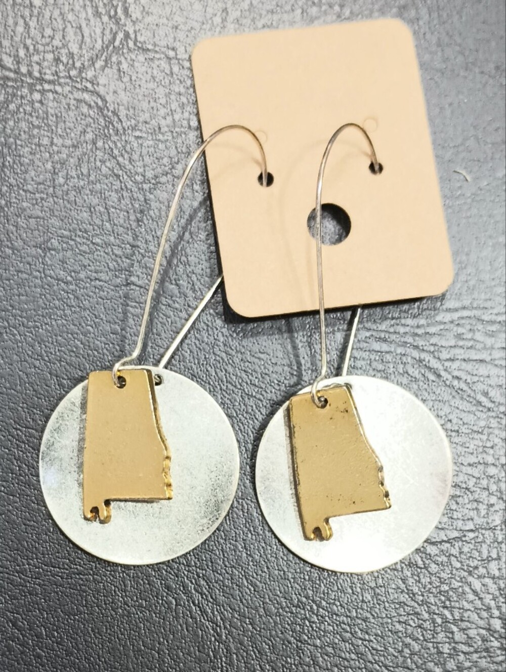 Silver & Gold Alabama State Dangle Earrings